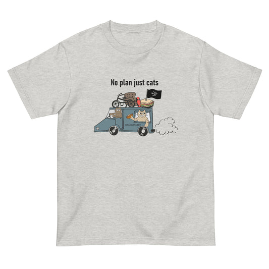 猫Tシャツ｜No Plan Just Cats ブルーグレー｜猫とキッチンカー