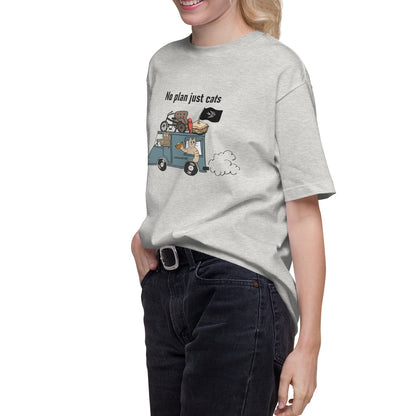 猫Tシャツ｜No Plan Just Cats ブルーグレー｜猫とキッチンカー