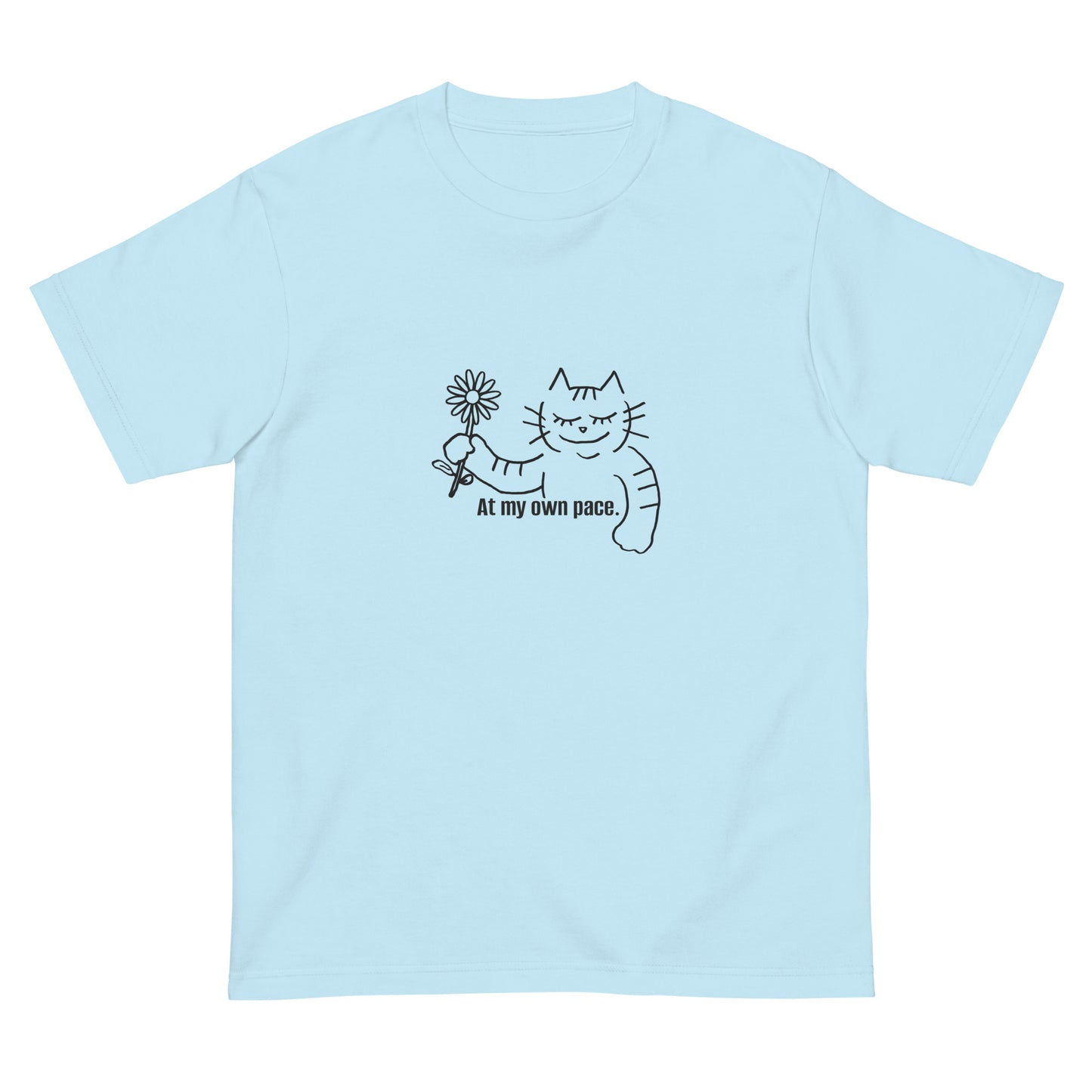 猫Tシャツ｜At my own pace.｜ミニマル線画（J）
