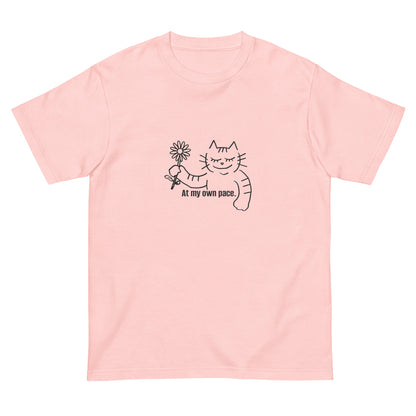 猫Tシャツ｜At my own pace.｜ミニマル線画（J）