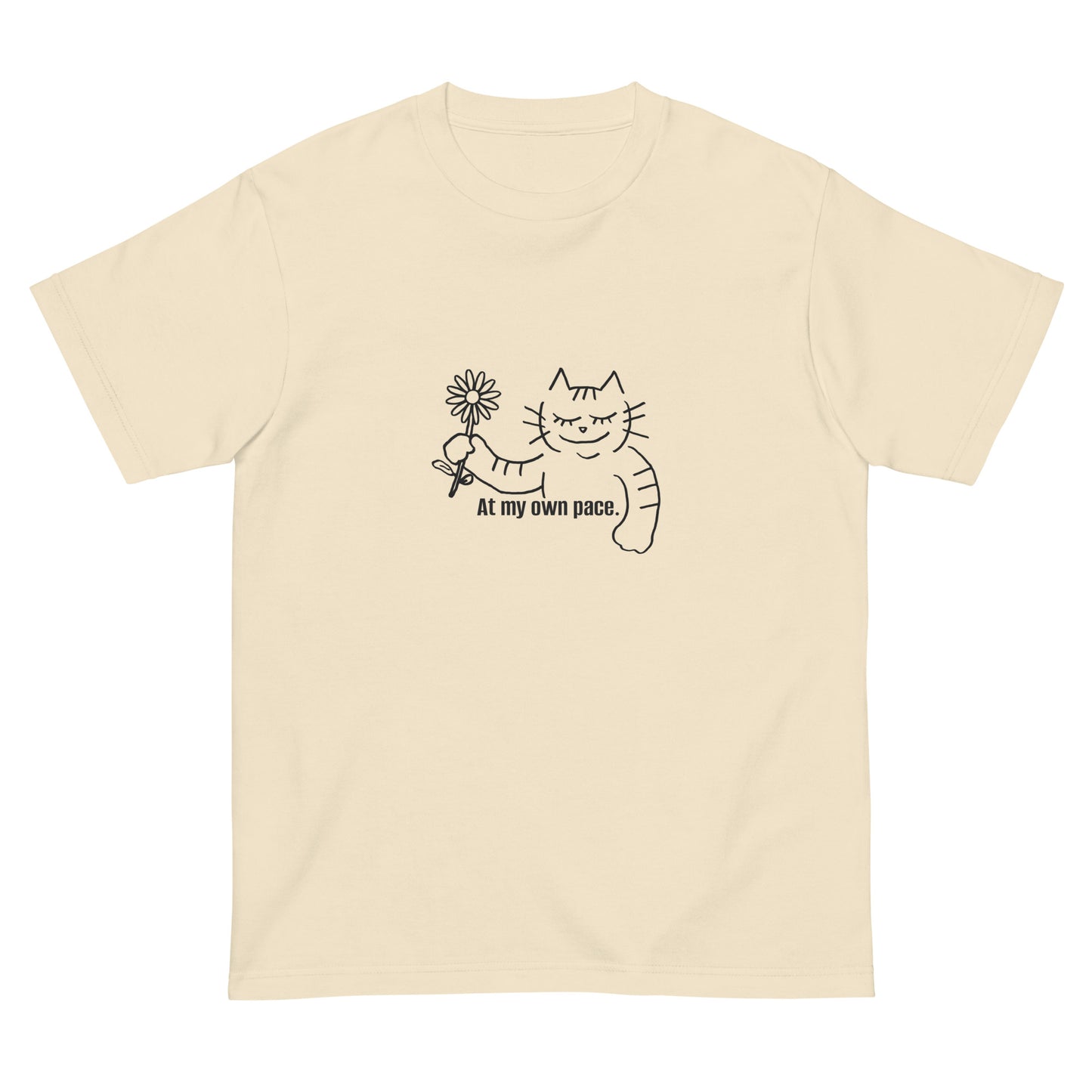 猫Tシャツ｜At my own pace.｜ミニマル線画（J）