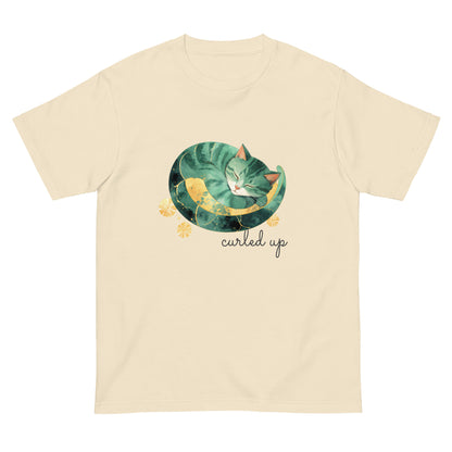猫Tシャツ｜Curled Up｜勾玉アート