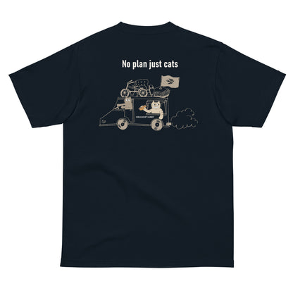 【バックプリント】猫Tシャツ｜No Plan Just Cats｜ヴィンテージカラー 　猫とキッチンカー