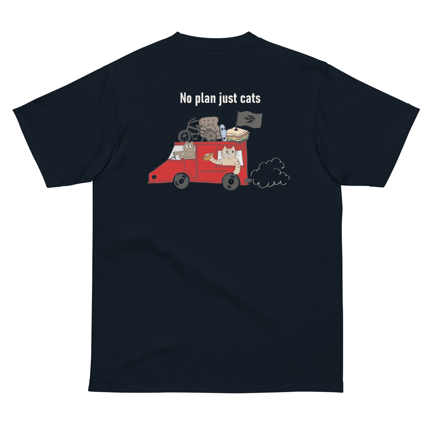 猫Tシャツ｜No Plan Just Cats レッド｜猫とキッチンカー