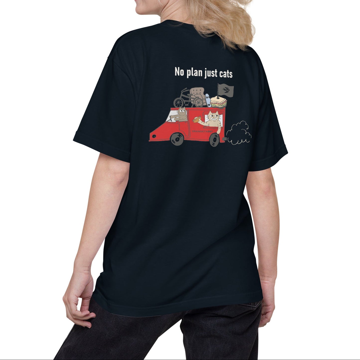 猫Tシャツ｜No Plan Just Cats レッド｜猫とキッチンカー
