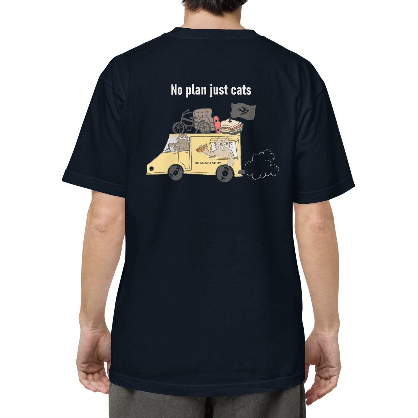 猫Tシャツ｜No Plan Just Cats イエロー｜猫とキッチンカー