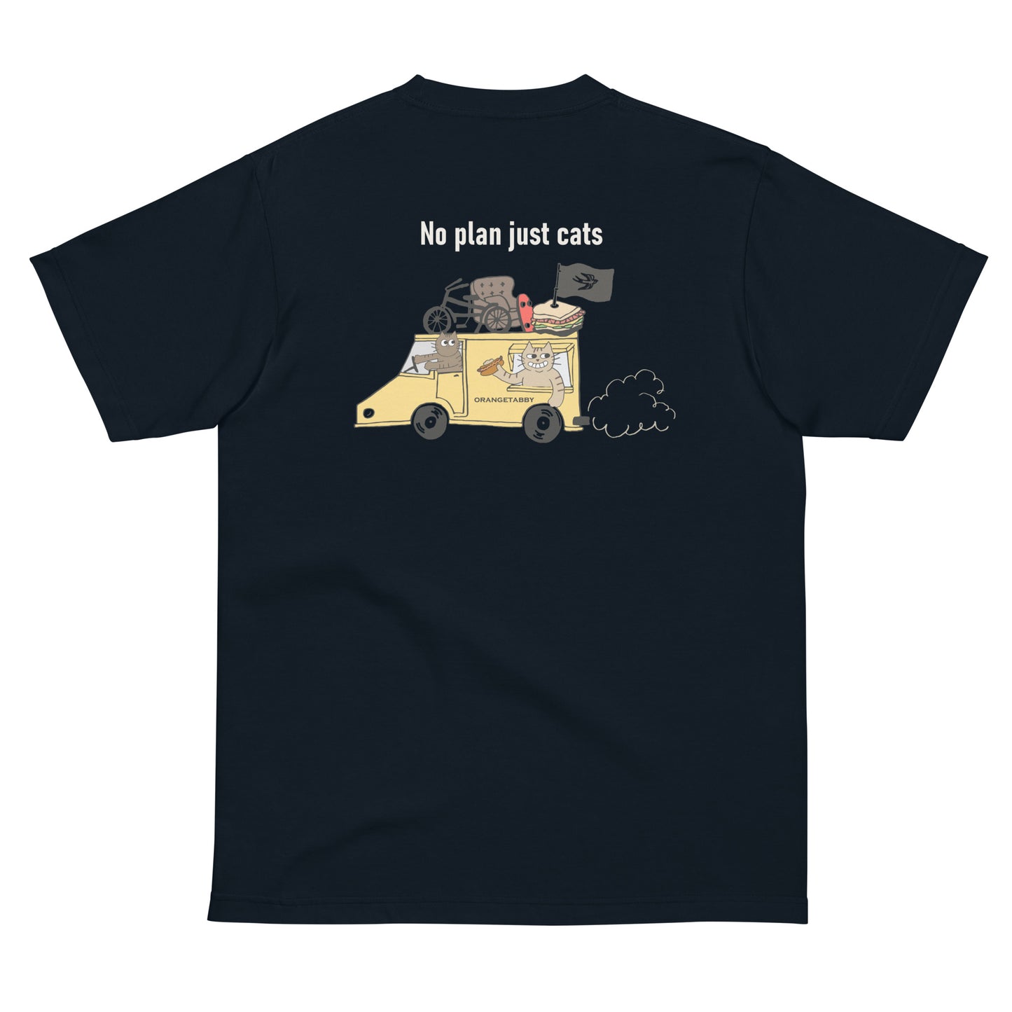 猫Tシャツ｜No Plan Just Cats イエロー｜猫とキッチンカー