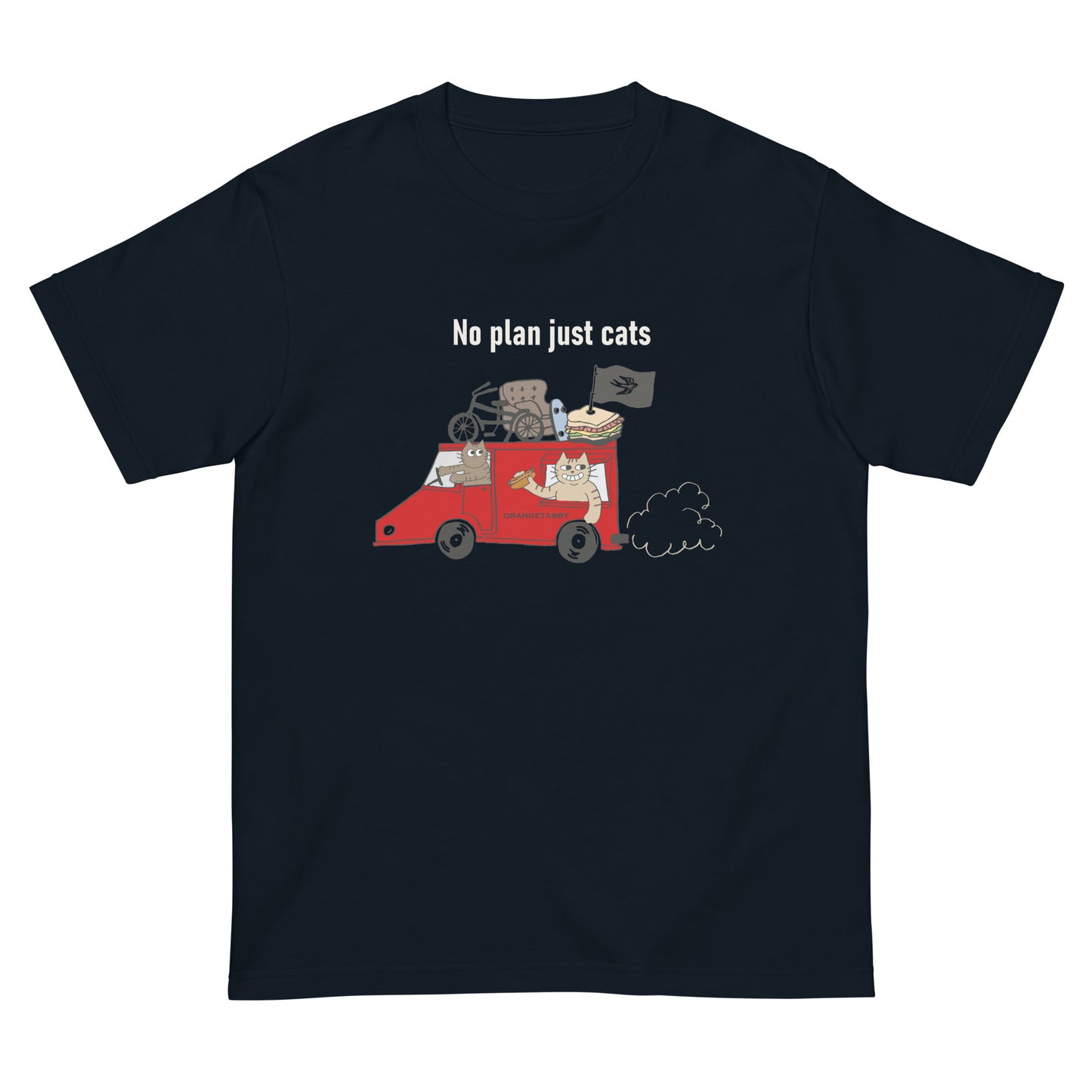 猫Tシャツ｜No Plan Just Cats レッド｜猫とキッチンカー