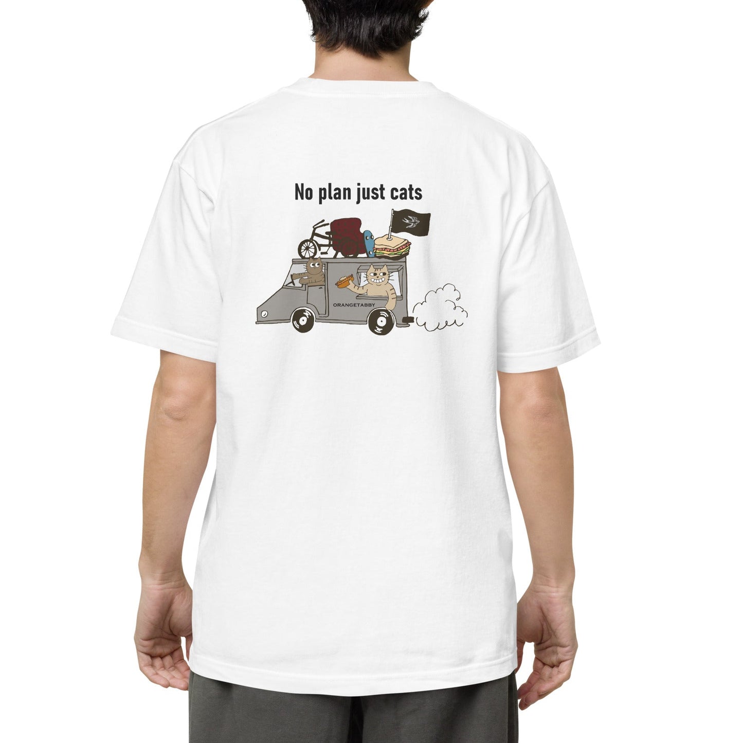 猫Tシャツ｜No Plan Just Cats レトロカラー｜猫とキッチンカー