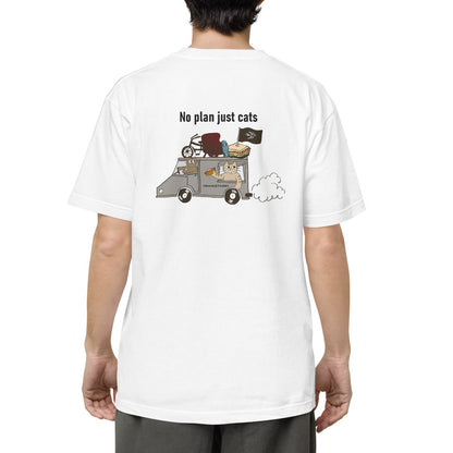 猫Tシャツ｜No Plan Just Cats レトロカラー｜猫とキッチンカー