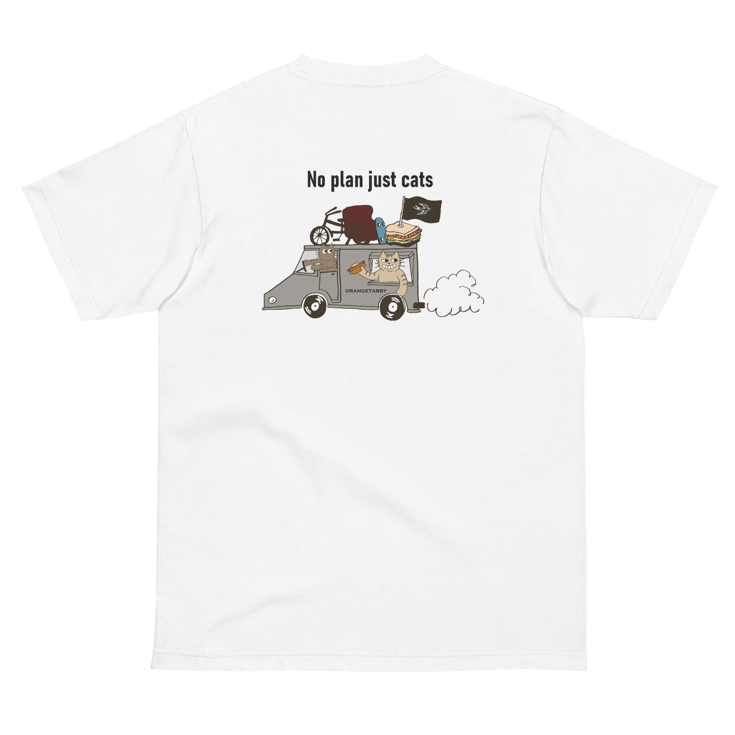 猫Tシャツ｜No Plan Just Cats レトロカラー｜猫とキッチンカー