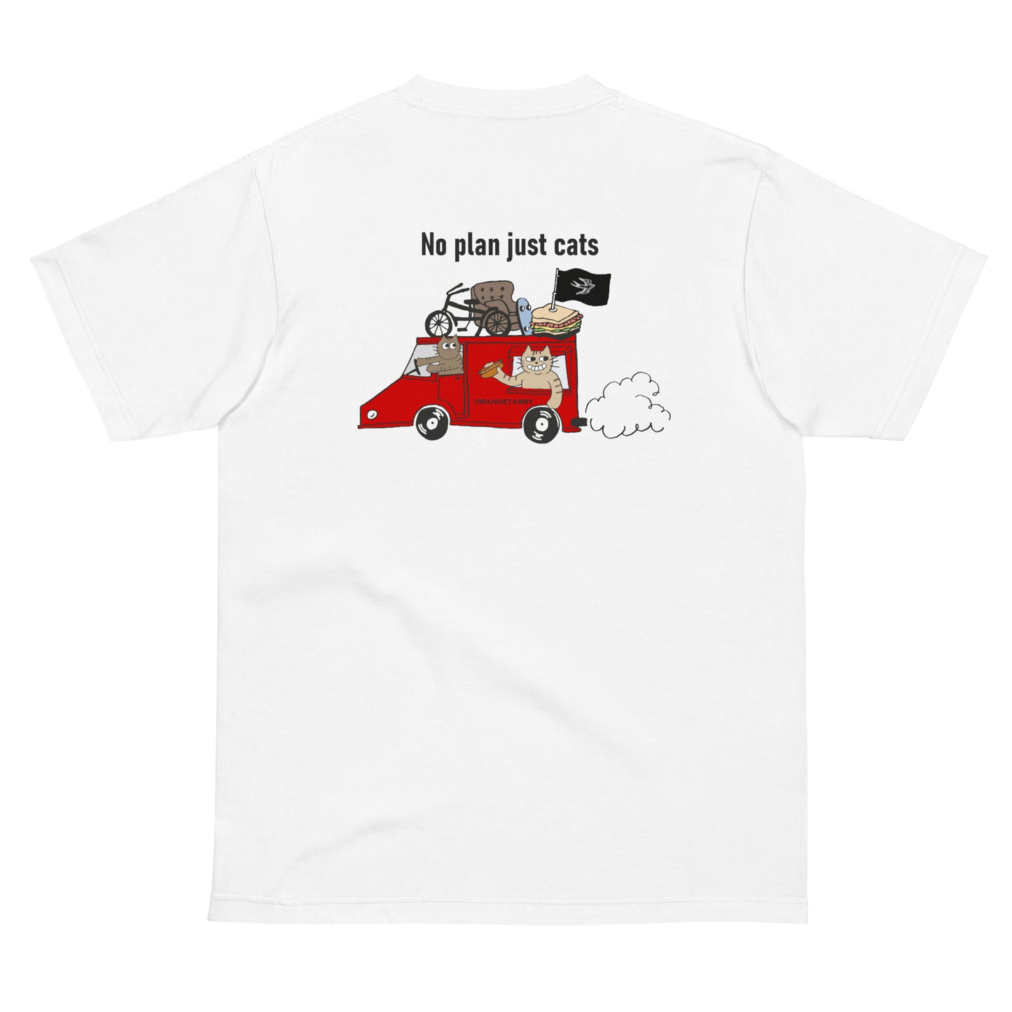 猫Tシャツ｜No Plan Just Cats レッド｜猫とキッチンカー