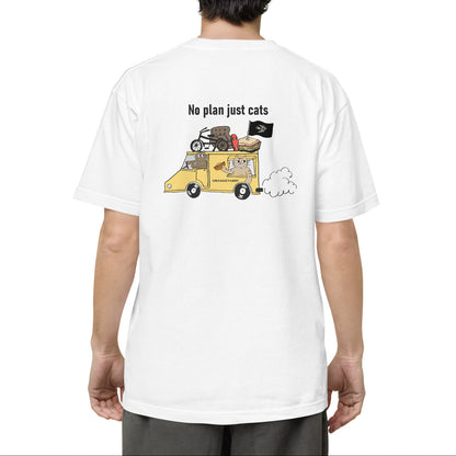 猫Tシャツ｜No Plan Just Cats イエロー｜猫とキッチンカー