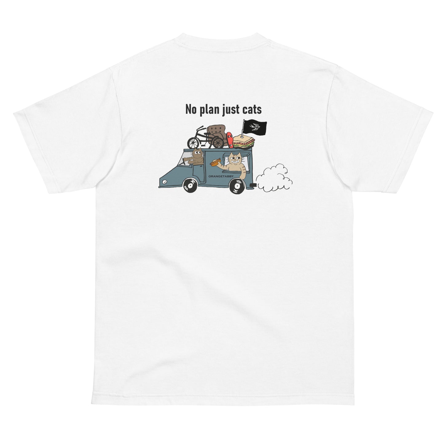 猫Tシャツ｜No Plan Just Cats ブルーグレー｜猫とキッチンカー