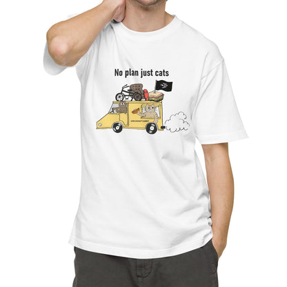 猫Tシャツ｜No Plan Just Cats イエロー｜猫とキッチンカー