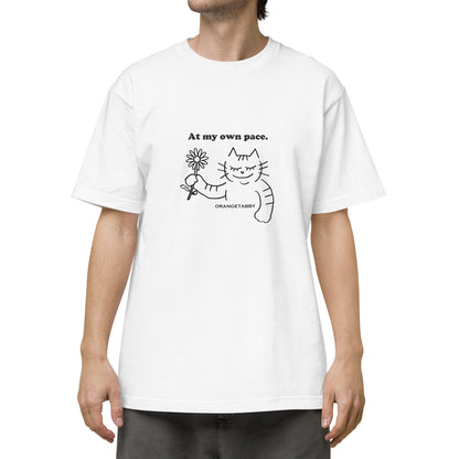 猫Tシャツ｜At my own pace.｜ミニマル線画（J）