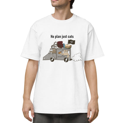 猫Tシャツ｜No Plan Just Cats レトロカラー｜猫とキッチンカー