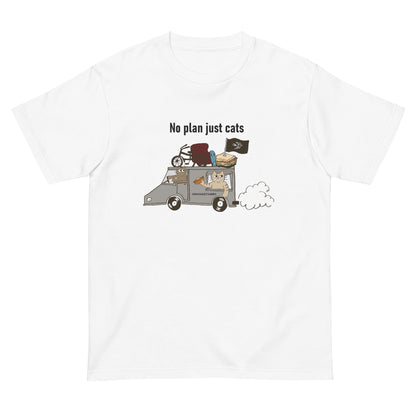 猫Tシャツ｜No Plan Just Cats レトロカラー｜猫とキッチンカー