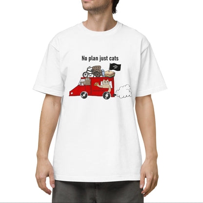 猫Tシャツ｜No Plan Just Cats レッド｜猫とキッチンカー