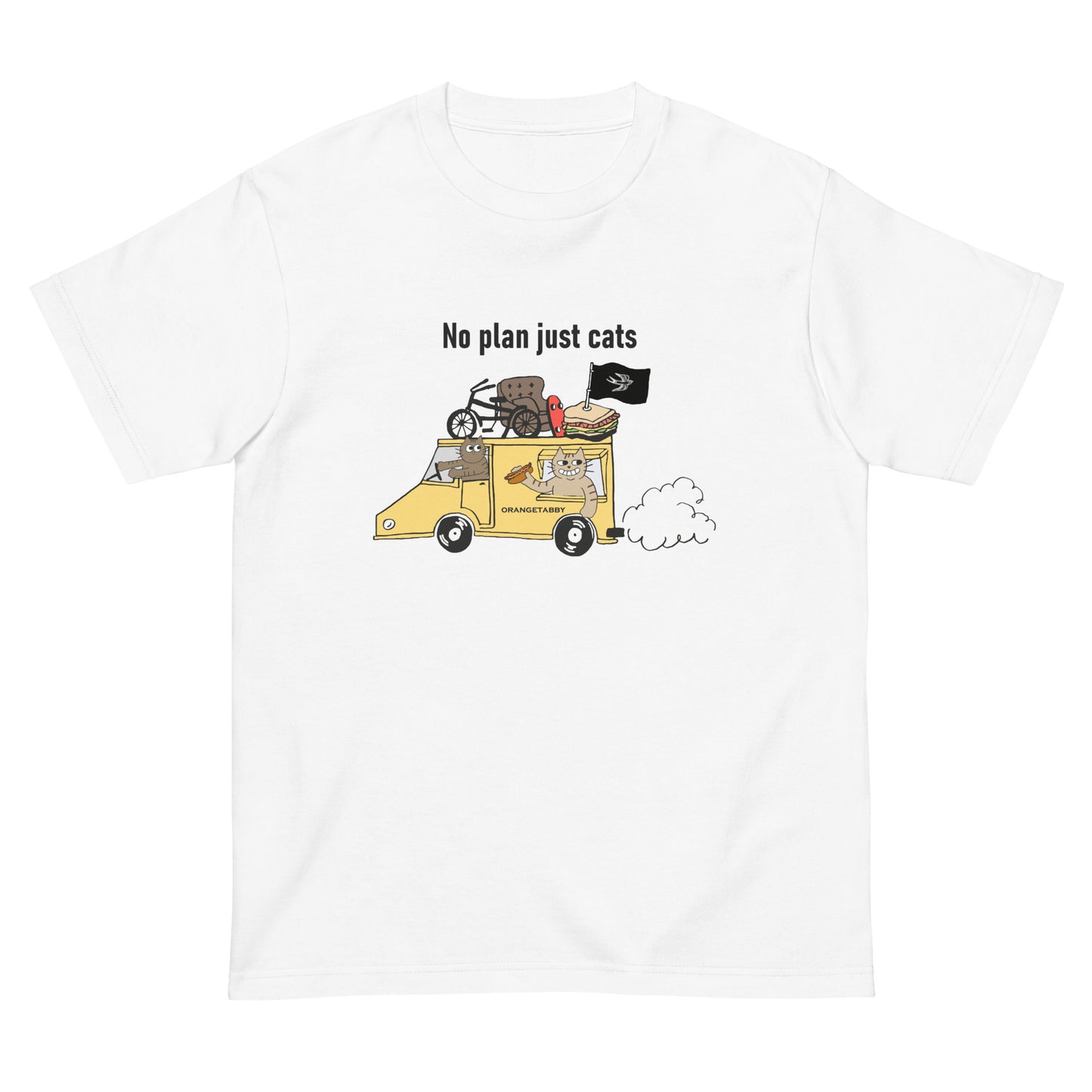 猫Tシャツ｜No Plan Just Cats イエロー｜猫とキッチンカー