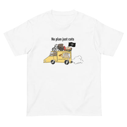 猫Tシャツ｜No Plan Just Cats イエロー｜猫とキッチンカー