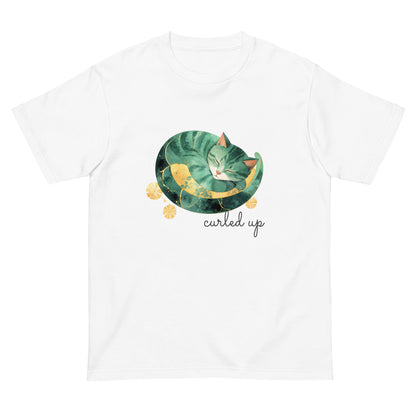 猫Tシャツ｜Curled Up｜勾玉アート