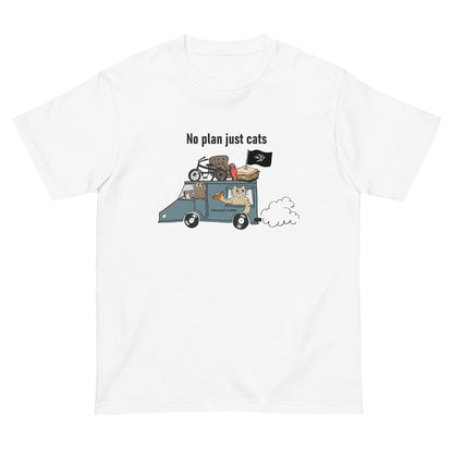 猫Tシャツ｜No Plan Just Cats ブルーグレー｜猫とキッチンカー
