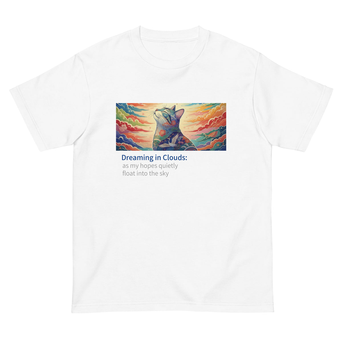 Camiseta de gato | Soñando entre nubes | Arte japonés