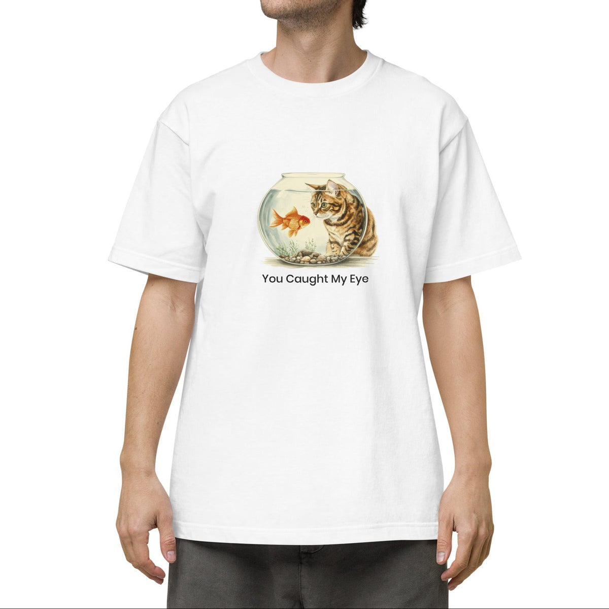猫Tシャツ｜Goldfish and Cat｜金魚と猫  和風アート