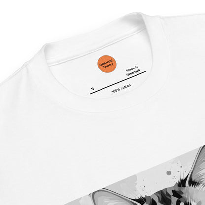 猫Tシャツ｜Stay Curious｜モノクロ猫アート
