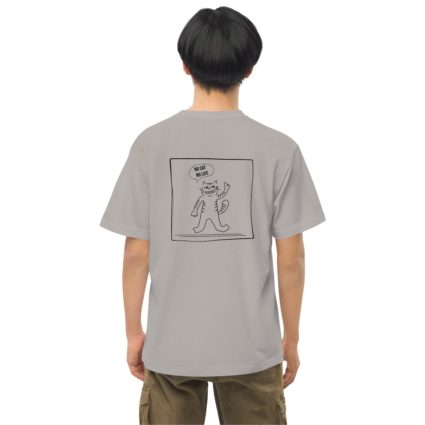 【バックプリント】ユニセックスハイクオリティーTシャツ | United Athle 5001-01 | No Cat No Life