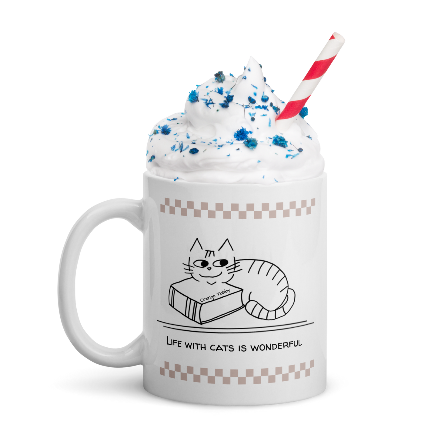 Taza de cerámica con diseño de gato (blanca), 325 ml (11 oz) n.° 1862805